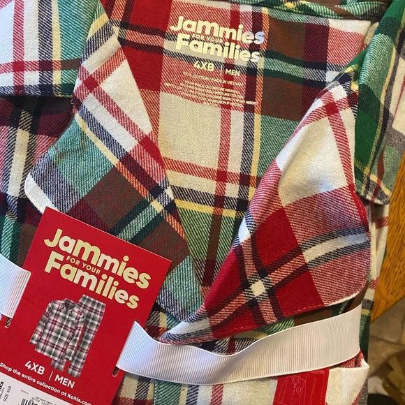 NWT Mens Plaid flannel Holiday Pajamas Sz 4 XB - Picture 2 of 3